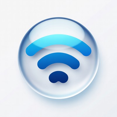 Blue WiFi Icon in Glass Drop