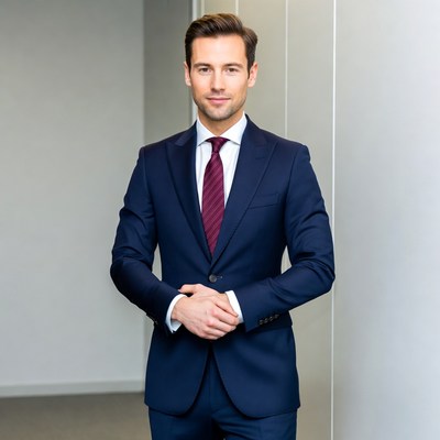 Handsome man in navy suit
