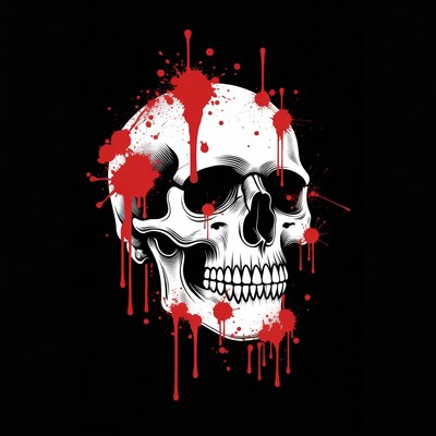 Bloody Skull with Red Splatter
