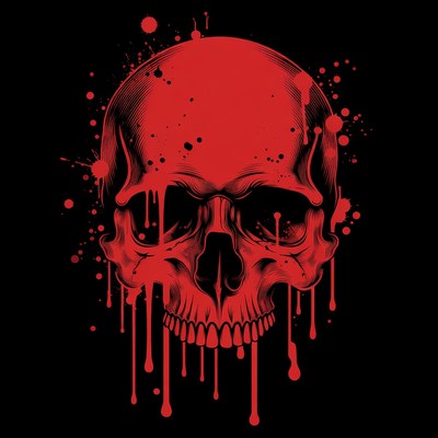 Red Dripping Skull Illustration