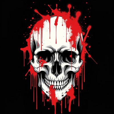 Bloody Skull with Red Splatter