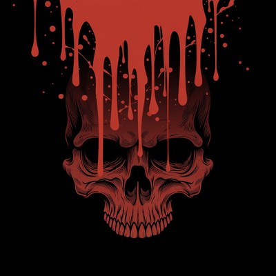 Red Dripping Skull Illustration
