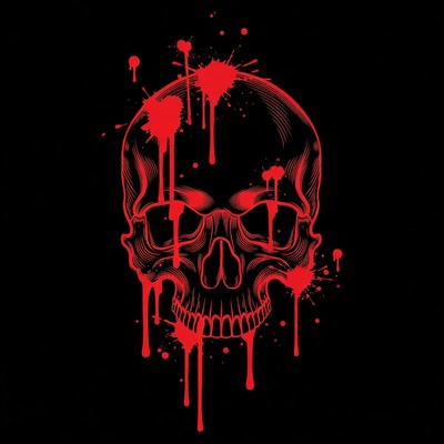 Red Blood Splatter Skull