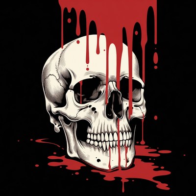 Skull Dripping Red Blood