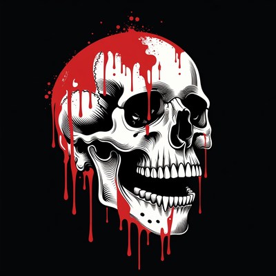 Bloody Skull Dripping Red Paint