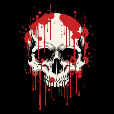 Bloody Skull with Red Splatter