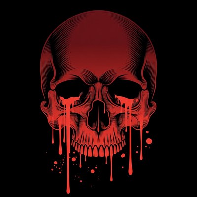 Red Dripping Skull Illustration