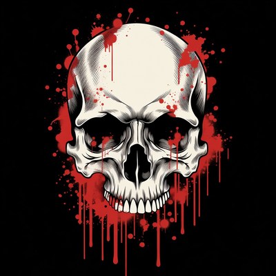 Bloody Skull with Red Splatter