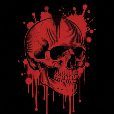 Red Blood Splatter Skull Illustration