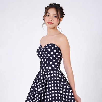 Asian girl in polka dot dress