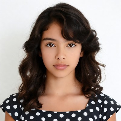 Young Latina girl with wavy hair