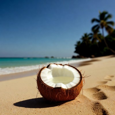 Fresh Coconut on Tropical Beach