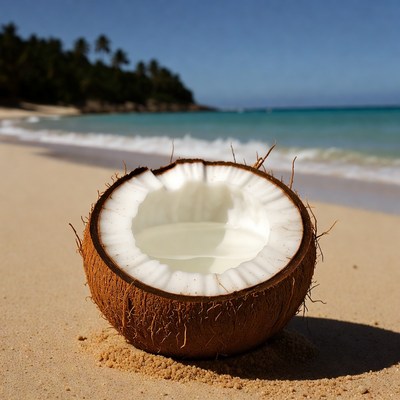 Fresh Coconut on Tropical Beach