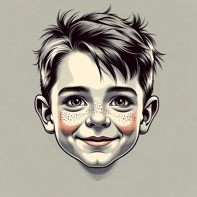 Smiling boy with freckles portrait
