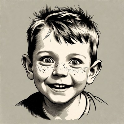 Smiling boy with freckles illustration