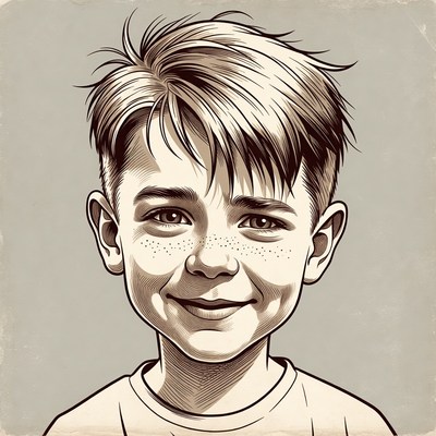 Smiling boy with freckles illustration