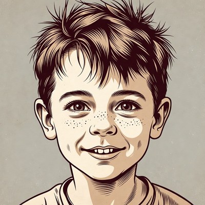 Smiling boy with freckles illustration
