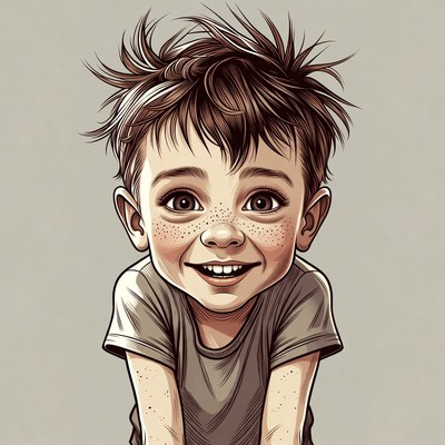 Smiling boy with freckles illustration