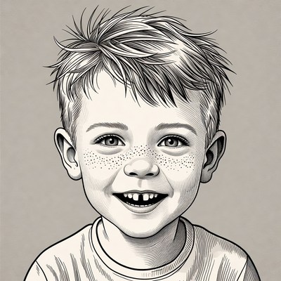 Smiling boy with freckles illustration