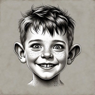Smiling boy with freckles illustration