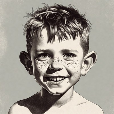 Smiling boy with freckles