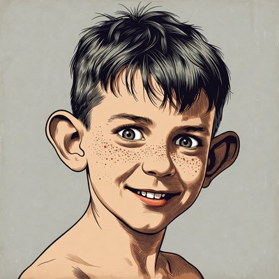 Smiling boy with freckles illustration