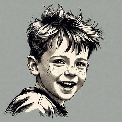 Smiling boy with freckles