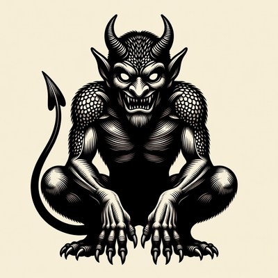 Grinning Horned Goblin Illustration