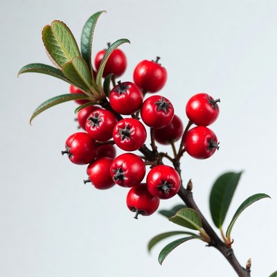 Red Berries on Green Leaves