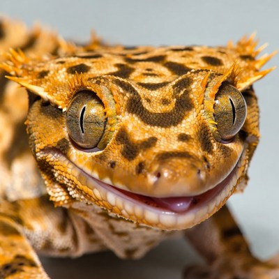 Close-up Crested Gecko Smiling