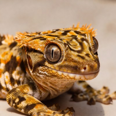 Crested Gecko on white background