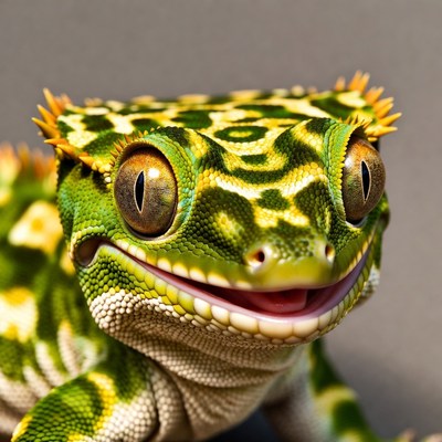 Colorful Crested Gecko Closeup