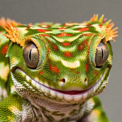 Close-up of colorful crested gecko