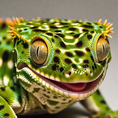 Crested Gecko smiling with orange crest