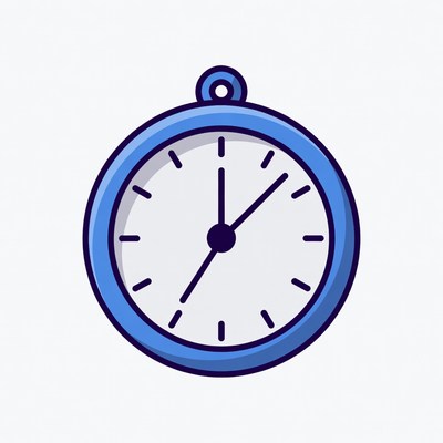 Blue Pocket Watch Illustration