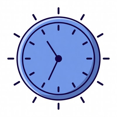Blue Cartoon Clock with Rays