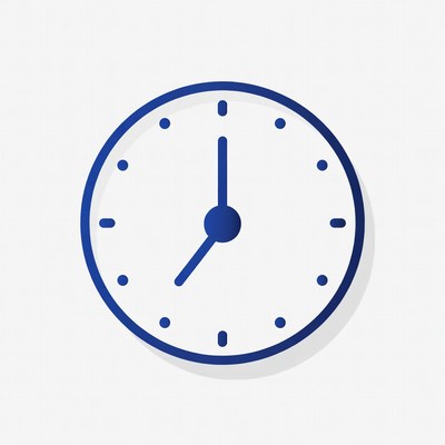 Blue Outline Clock Icon
