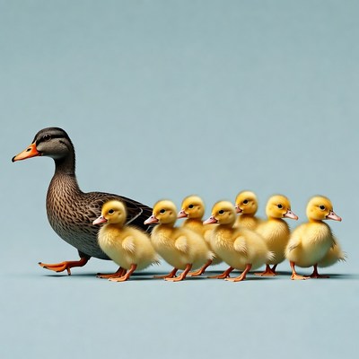 Mother Duck with Ducklings