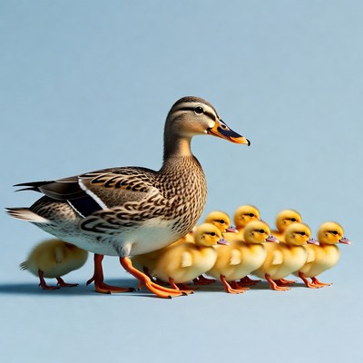 Mother Duck with Ducklings