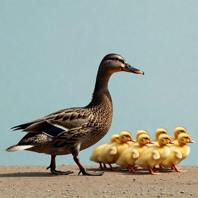 Mother Duck with Ducklings