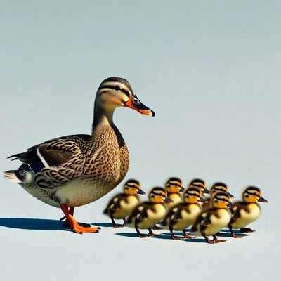 Mother Duck with Ducklings