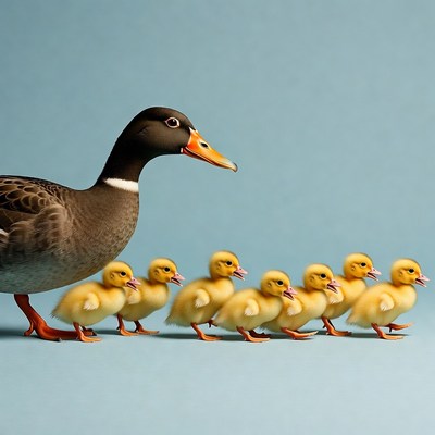 Mother duck with ducklings