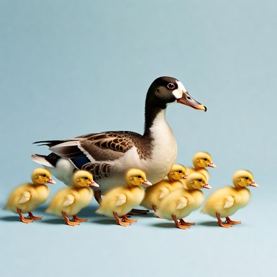 Mother Duck with Ducklings