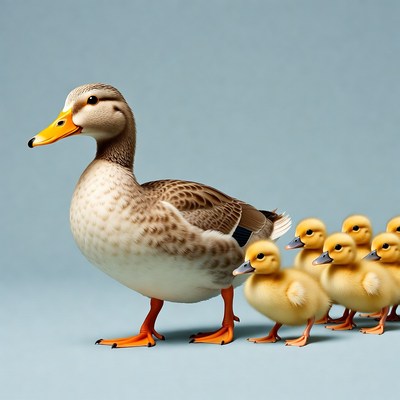 Mother Duck with Ducklings