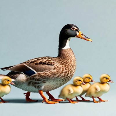 Mother Duck with Ducklings