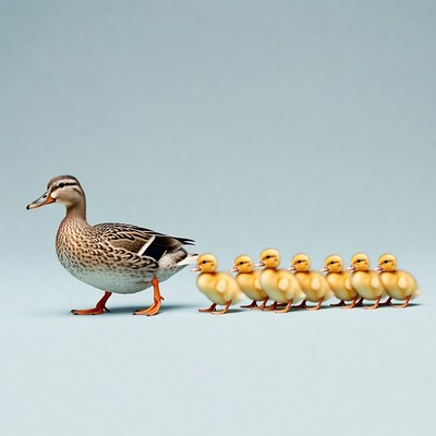 Mother Duck with Ducklings