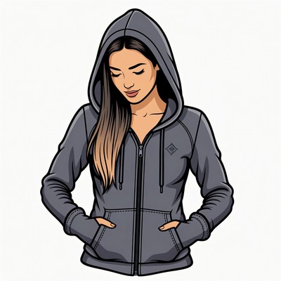 Asian woman in hoodie illustration