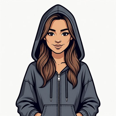 Asian woman in hoodie illustration