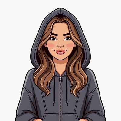 Asian woman in hoodie illustration