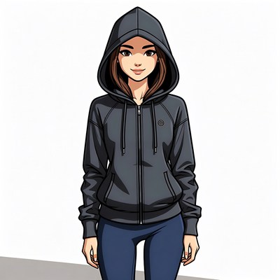 Asian woman in hoodie and jeans